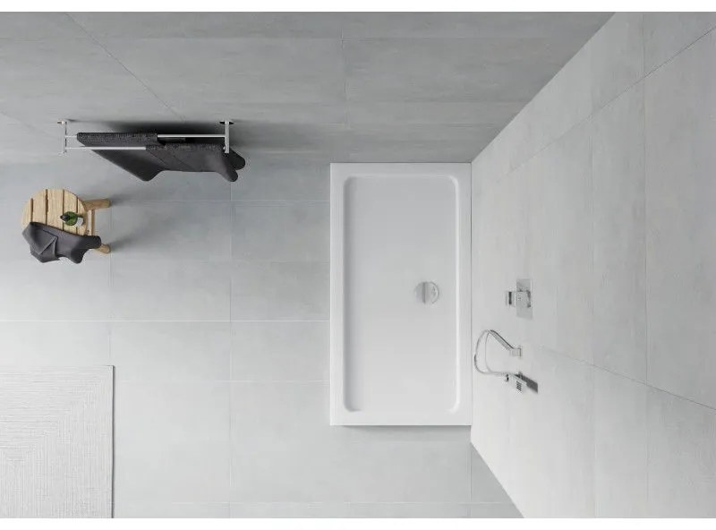 Mexen SLIM - Obdĺžniková sprchová vanička 130x70x5cm + chrómový sifón, biela, 40107013