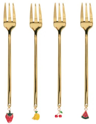 Súprava štyroch dezertných vidličiek BLANE SUMMER zlatá 849287
