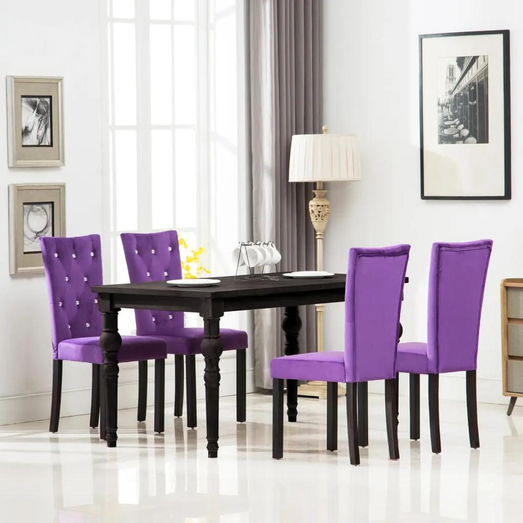 vidaXL Jedálenské stoličky 4 ks, fialové, zamat | BIANO