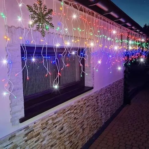 Vianočná led svetelná záclona na spájanie vonkajšia flash - 300led - 12m - multicolour / studená biela