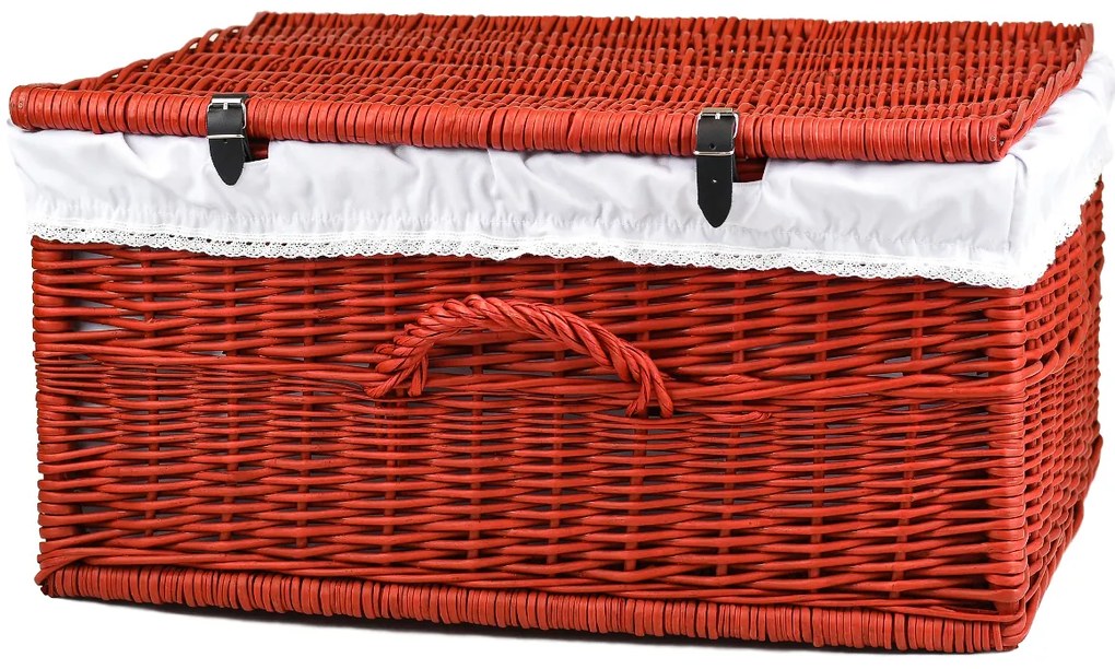 Kufor prútený červený Putnik V.š. 62 x hl. 45 x v. 33(cm)