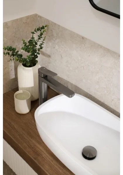 KFA Armatura 4522-712-61 - Umývadlová batéria s odtokom MALAGA, 30,3 cm, metalická šedá