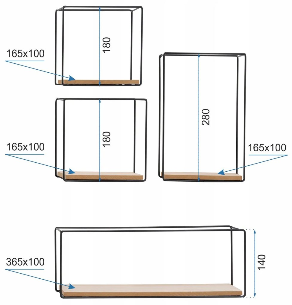 Dekorstudio Sada 5 políc Loft Industrial CFZL-TSF012