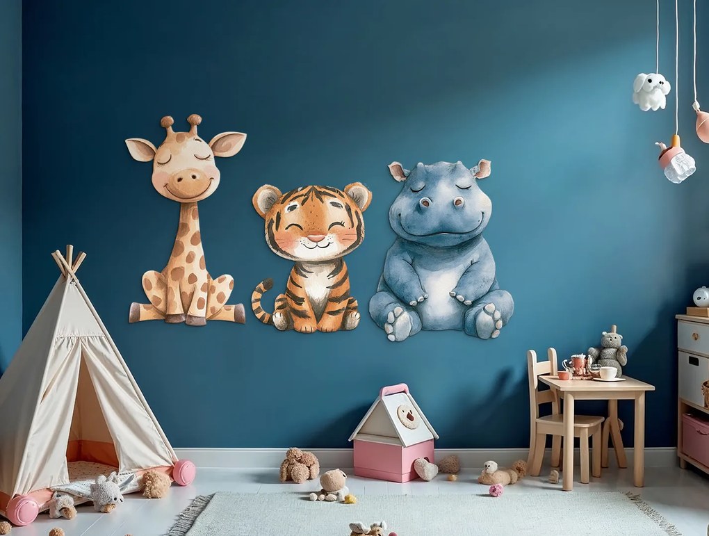 drevko |  Set obrazov na stenu Roztomilí kamaráti  55 x 92 cm