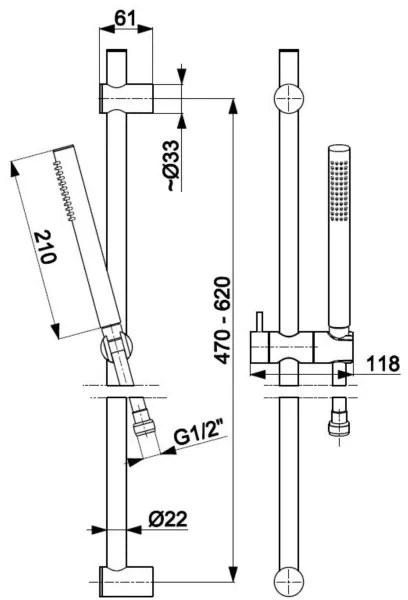KFA Armatura 841-363-81 - Sprchová sada MOZA nerez/matná čierna