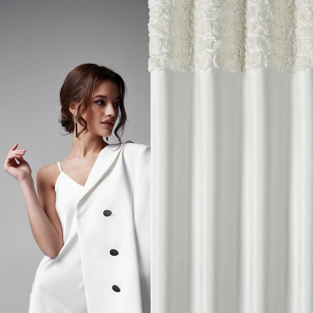 ZATEMŇOVACÍ ZÁVES NA PÁSKE EVA MINGE ROSES13 140X270 CM KRÉMOVÁ