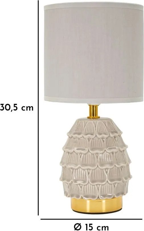 Béžová keramická stolová lampa s textilným tienidlom (výška 30,5 cm) Pigny – Mauro Ferretti