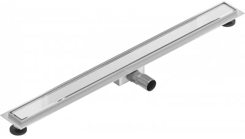 Mexen Flat nerezový sprchový žľab 80 cm vzor biele sklo, 1027080-15