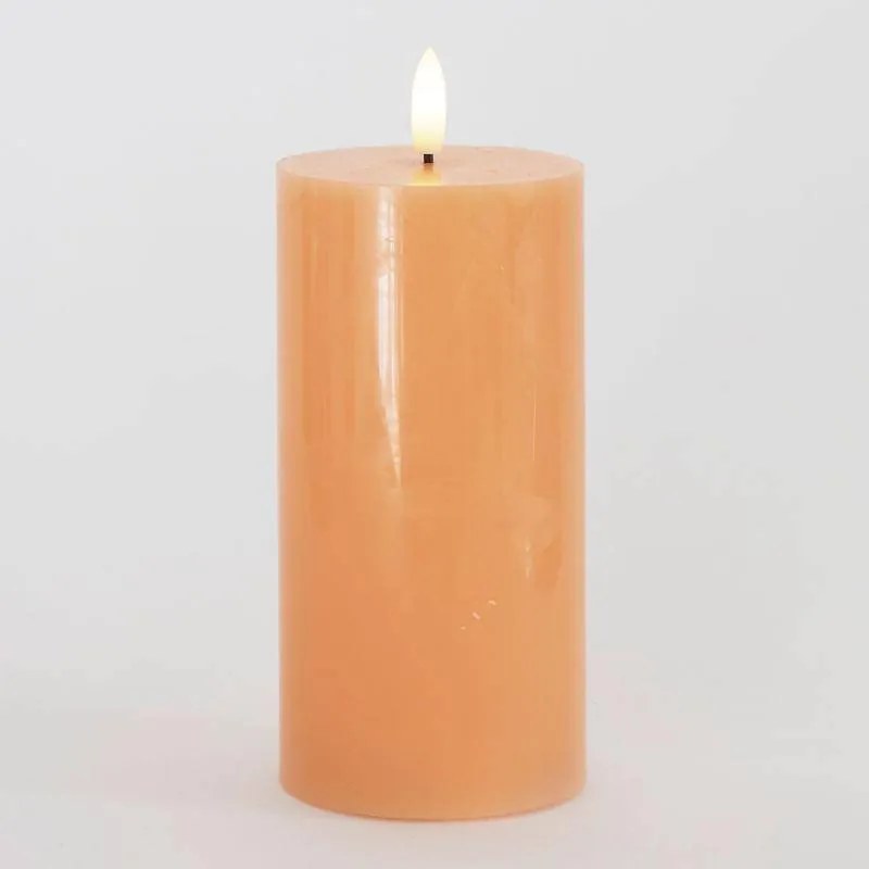 SIRIUS Vosková LED svíčka Sille, broskvová, 7,5 x 15 cm