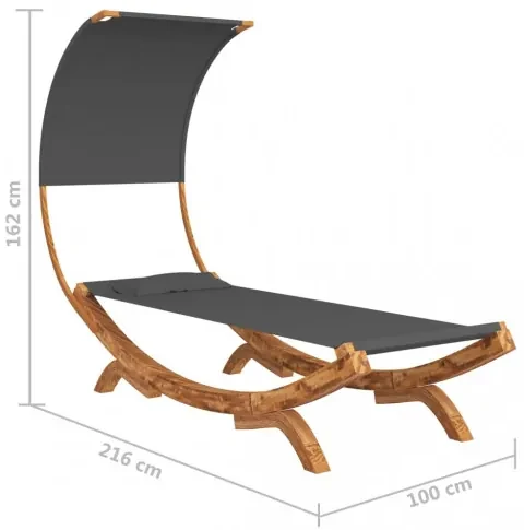 vidaXL Hojdacia sieť so strieškou 100x216x162 cm masívny smrek antracitová-