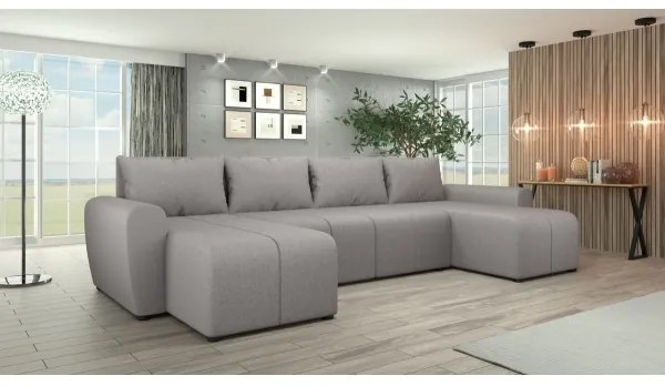 Čalúnená univerzálna rozkladacia sedacia súprava do U NEWPORT sivá