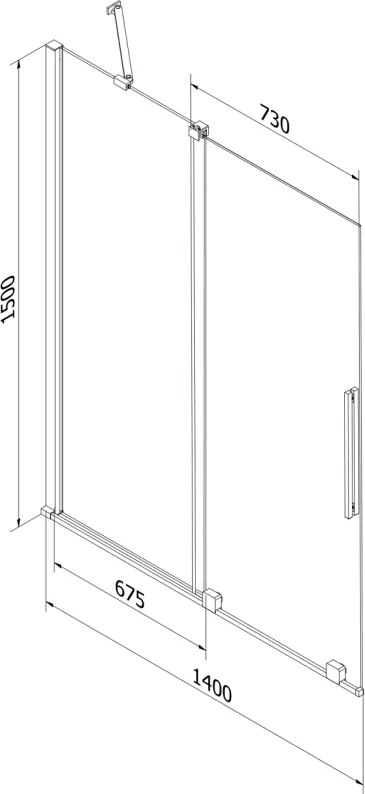 Mexen Velar, 2-krídlová posuvná vaňová zástena 140 x 150 cm, 8mm číre sklo, medená matná, 896-140-000-01-65