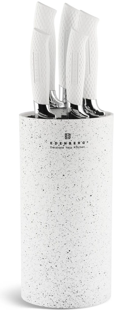 6 dielna sada nožov v bielom stojane