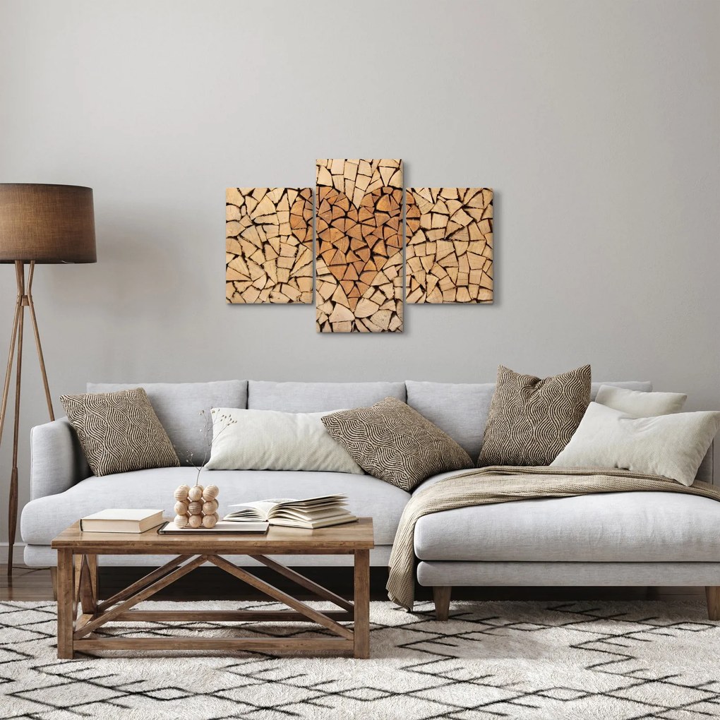 Obraz - Srdce z dreva (90x60 cm)