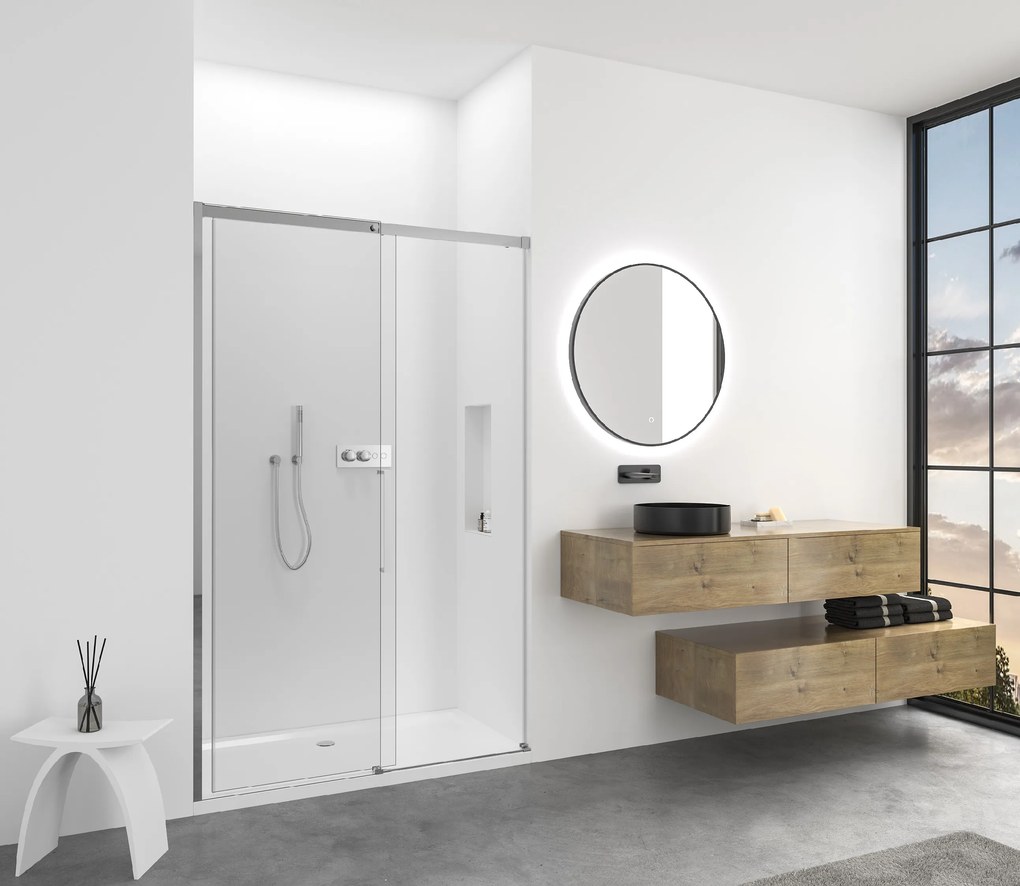Cerano Lantono, posuvné dvere do otvoru 150x195 cm, 8mm číre sklo, chrómový profil, CER-CER-432031