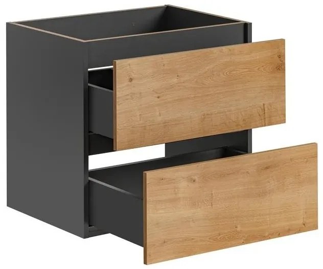 Závesná skrinka pod umývadlo Monako s doskou 140 cm sivá/dub hamilton