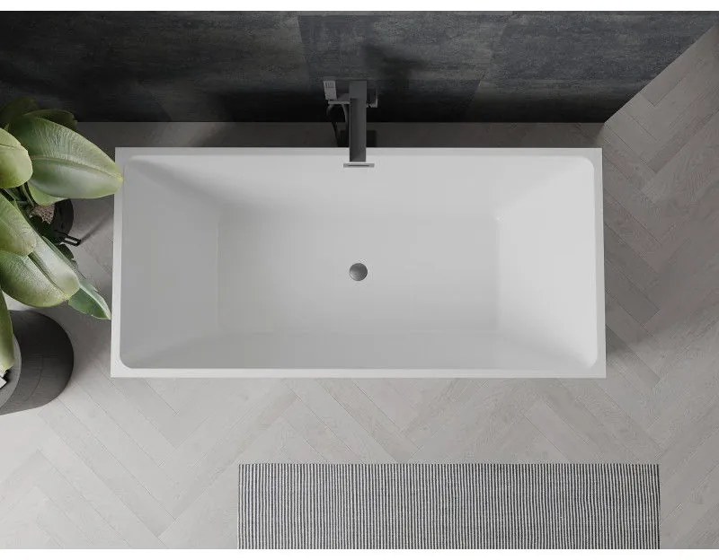 Mexen Nita, voľne stojaca vaňa 170 x 80 cm, biela-čierna, grafitový prepad, 52091708075-66