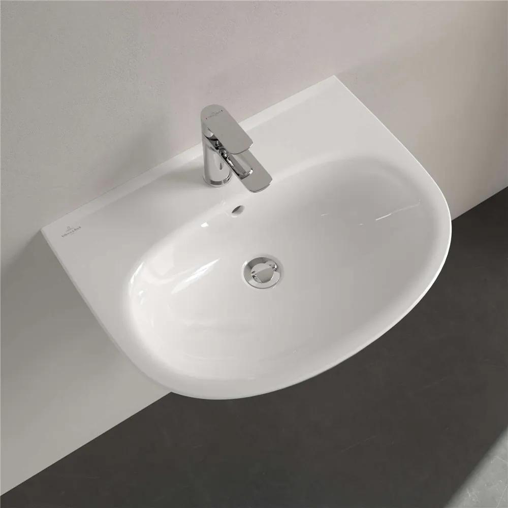 VILLEROY &amp; BOCH O.novo závesné umývadlo s otvorom, s prepadom, 600 x 460 mm, biela alpská, s povrchom CeramicPlus, 4A4060R1