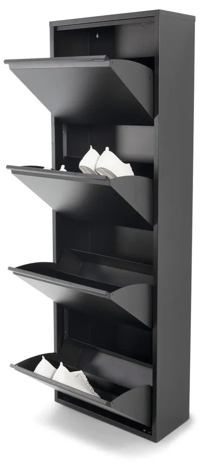 Čierna kovová výklopná skrinka na topánky 50x150x22 cm Billy – Spinder Design