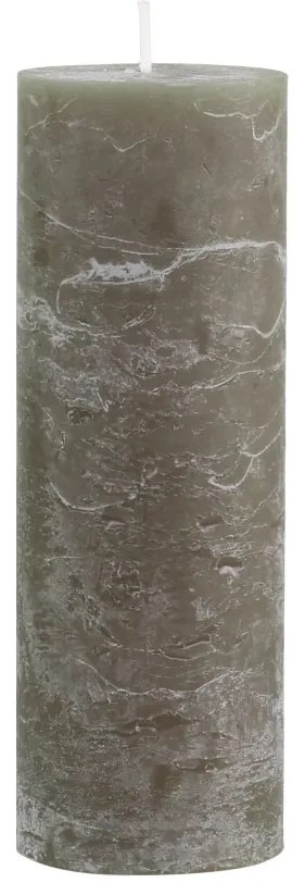 Rustikálna stĺpová sviečka v olivovej farbe 7x20 cm Chic Antique 36183