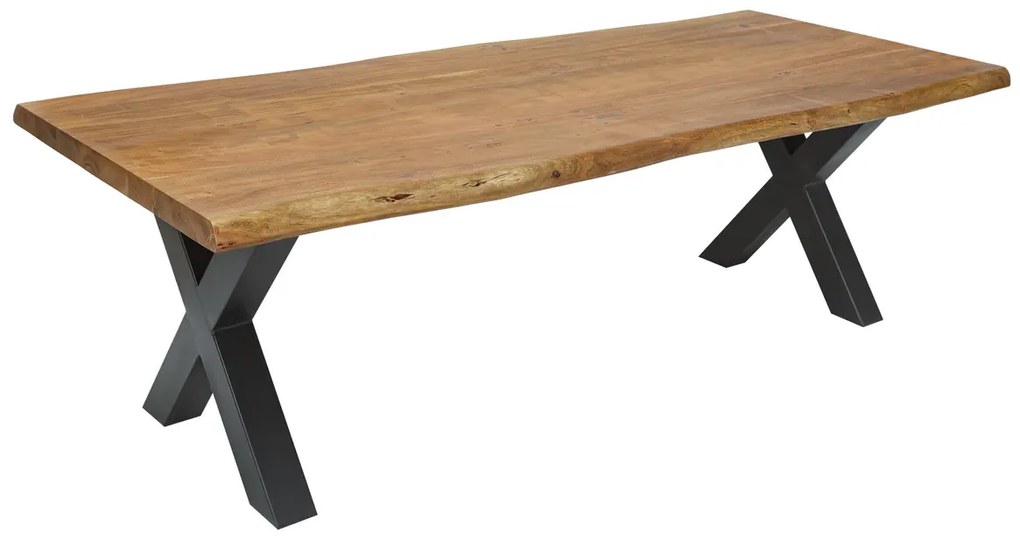 Jedálenský stôl MAMMUT 240 cm, X-nohy, 60 mm masívne akáciové drevo