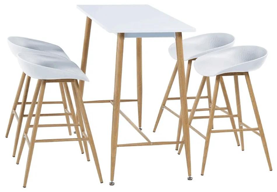 Kondela Barový stôl, biela/buk, 110x50 cm, DORTON