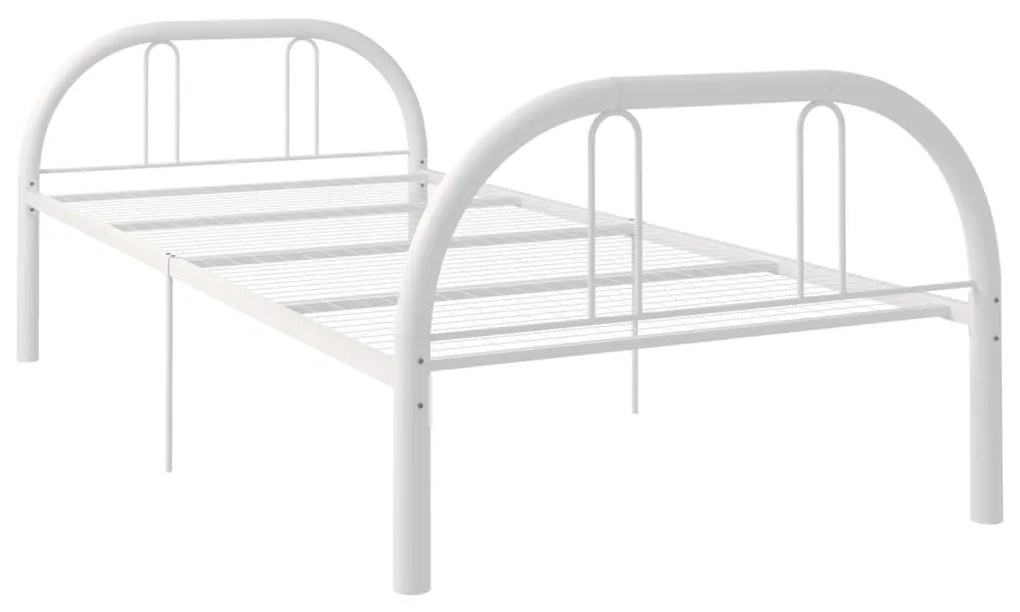 vidaXL Posteľný rám biely 90x200 cm kovový