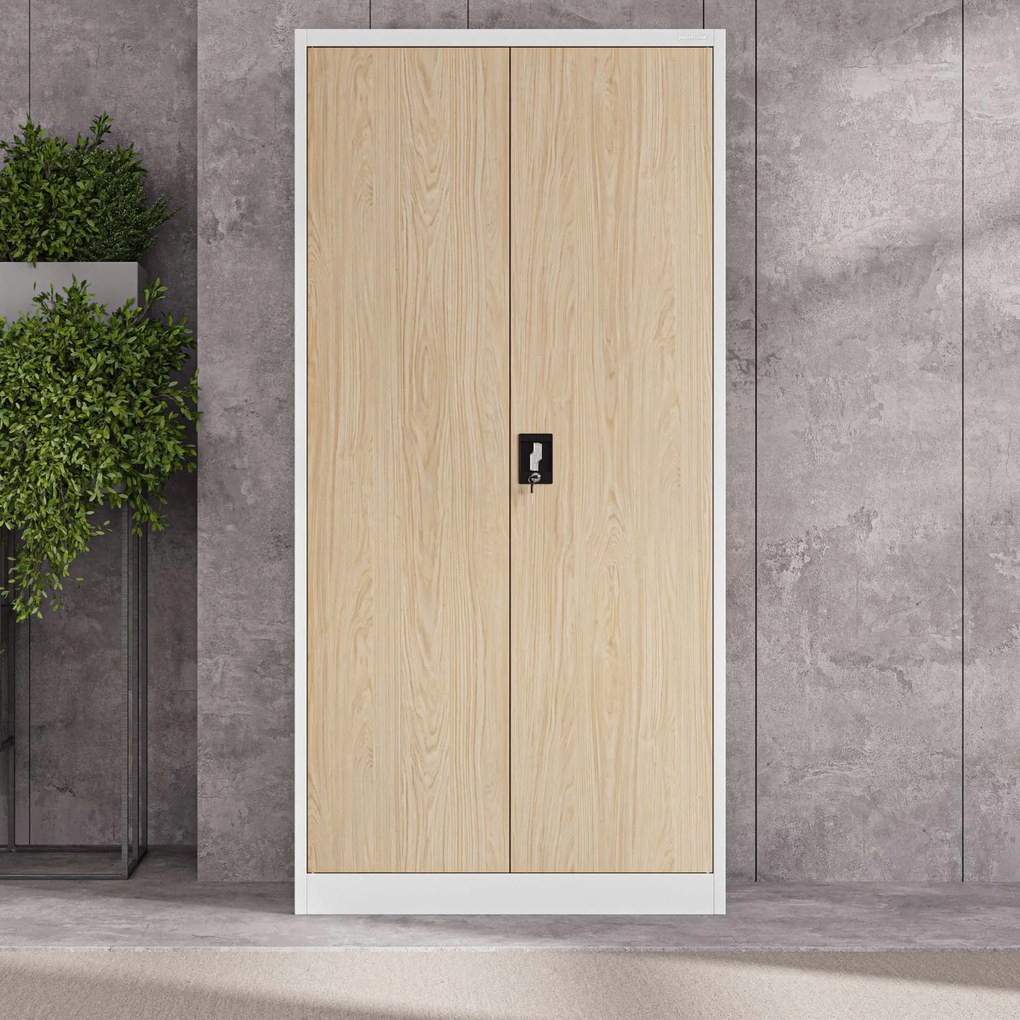 Kancelárska skriňa na dokumenty so 4 policami, biela/dub Sonoma, 900x1850x400 mm: JAN Eco Design