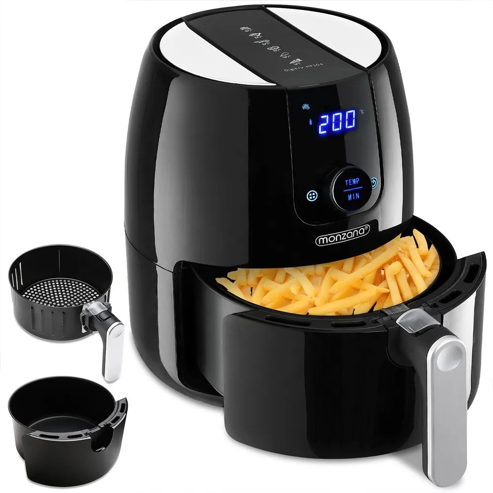 InternetovaZahrada - Teplovzdušná fritéza FRYER 2 black – 9 v 1 s dotykovým displejom 1500 W 4.6 l