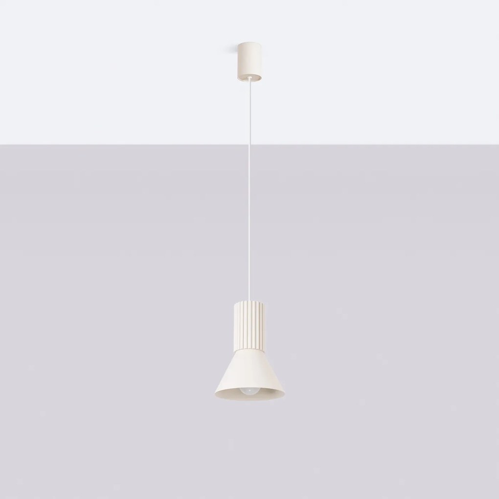 Závesné svietidlo Estria, 1x biele kovové tienidlo, be