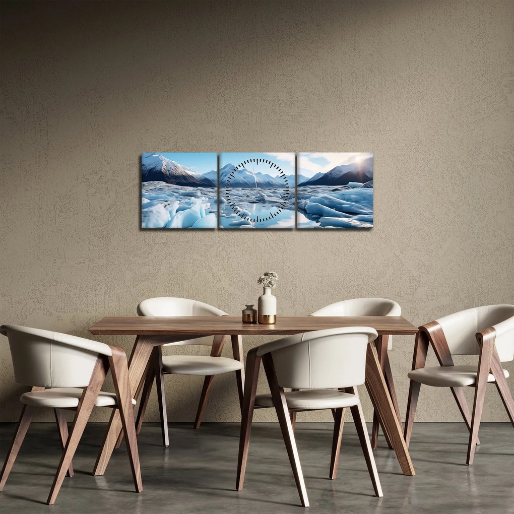 Obraz - Ľadovcové útvary (s hodinami) (90x30 cm)