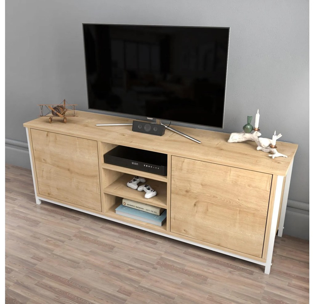 TV stolík Otosello (biela + dub). Akcia -19%. Vlastná spoľahlivá doprava až k Vám domov. 1107343