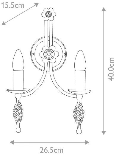Elstead BY2-BLACK - Nástenné svietidlo BELFRY 2xE14/60W/230V