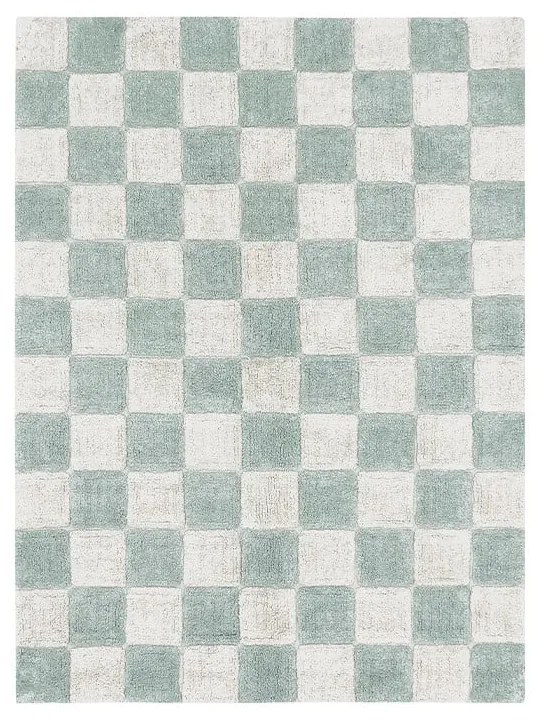 Svetlomodro-krémový prateľný ručne tkaný bavlnený koberec 120x160 cm Kitchen Tiles Blue Sage – Lorena Canals