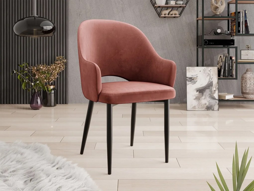 Čalúnená jedálenská stolička Dazja, Dostupné poťahy: Magic Velvet 2258, Farby: čierna