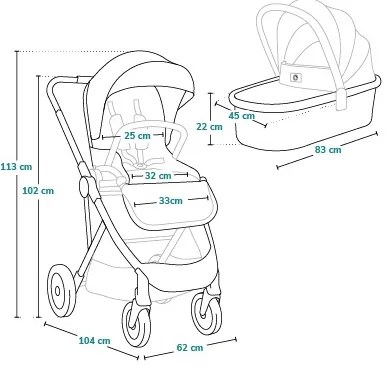 Lionelo - Kombinovaný kočík 2v1 AMBER Pink Rose