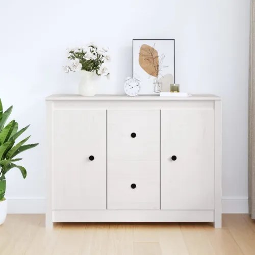 vidaXL Komoda biela 100x35x74 cm borovicový masív-