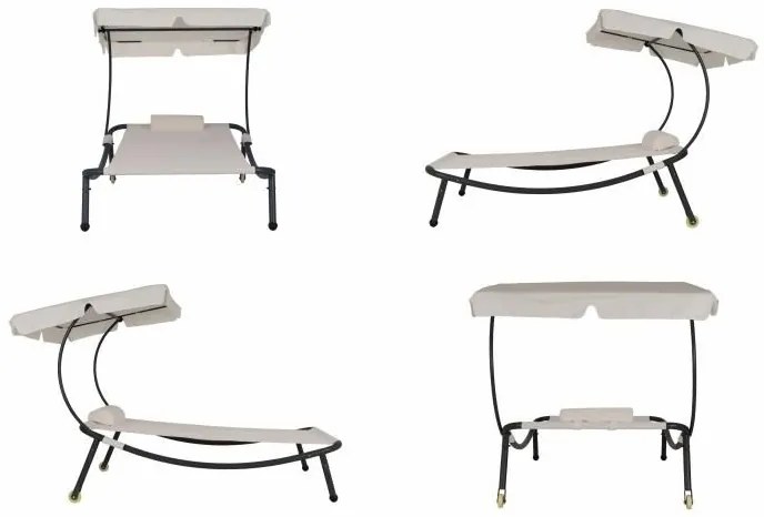 Garthen 60470 Záhradné ležadlo so strieškou a kolieskami - 202 x 139 x 152 cm