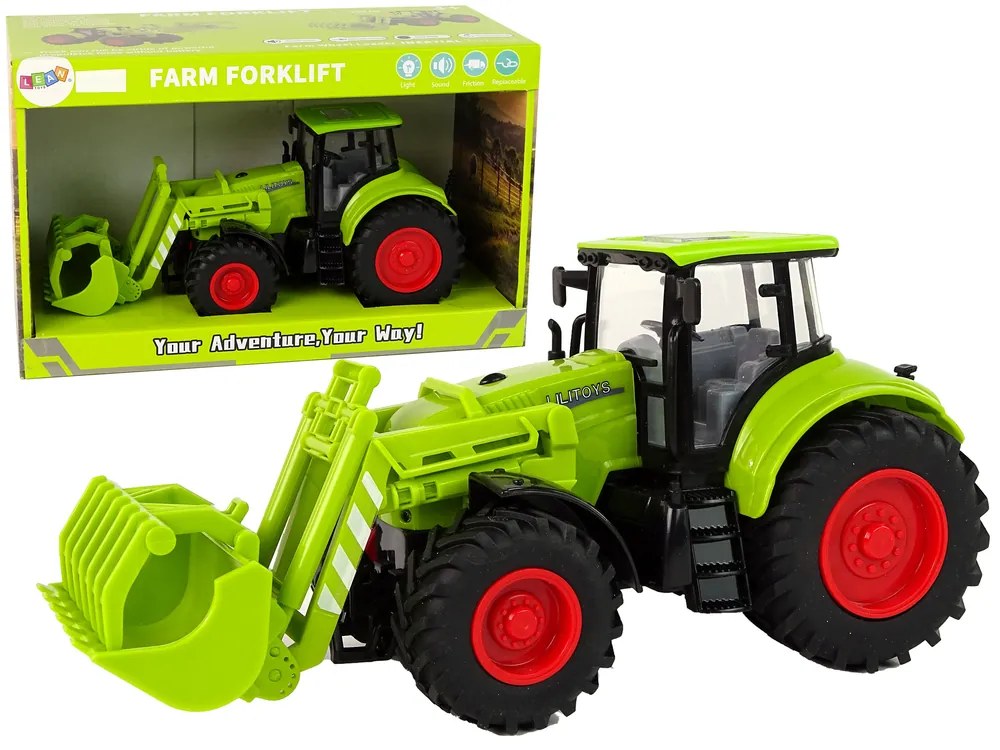 Lean Toys Zelený traktor s lyžicou na trecí pohon