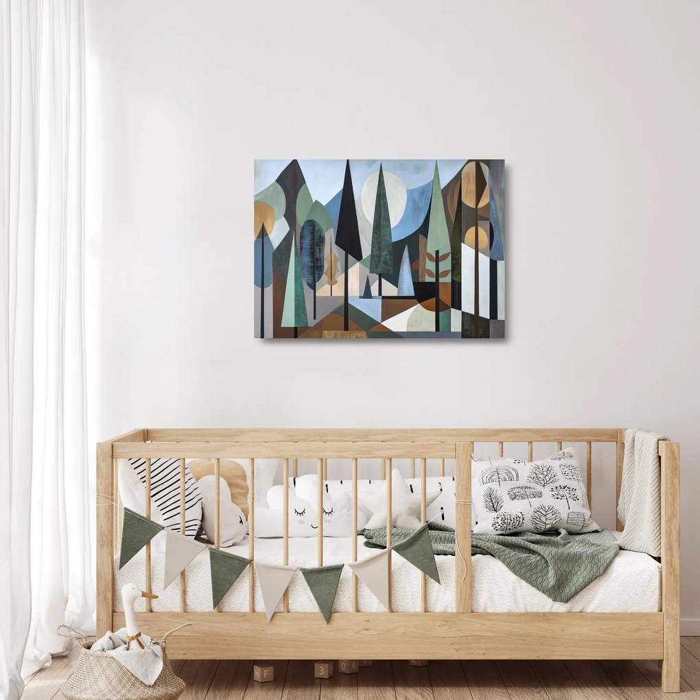 Sklenený obraz - Prírodná geometrická abstrakcia II. (70x50 cm)