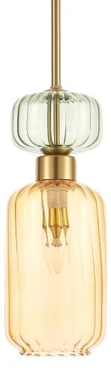 Luster na lanku MOLLY 1xE14/40W/230V pr. 12 cm zlatá/oranžová/zelená