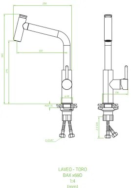 Laveo Toro, kuchynská batéria stojaca h-390, chrómová, LAV-BAX_069D