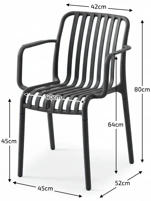 Plastová stolička TREGO s opierkami, antracitová