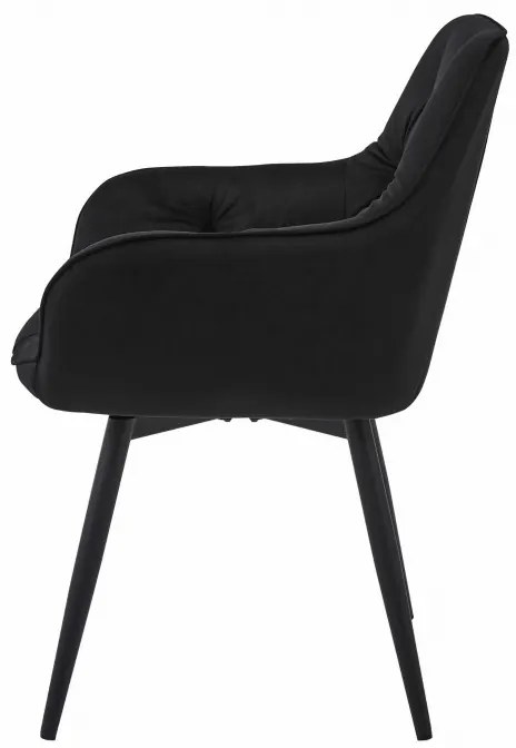 Set dvoch jedálenských otočných stoličiek JORK360 zamatové, čierne (čierne nohy) 2 ks