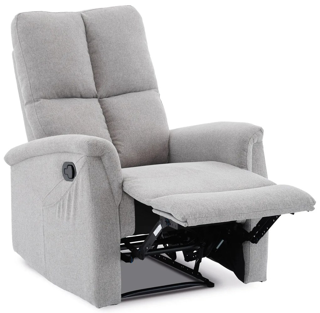 Autronic - Relaxační křeslo, manuální ovládání, světle šedá látka - TV-916 SIL2