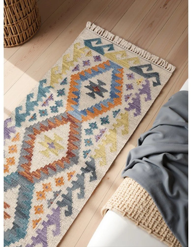 Obojstranný ručne tkaný vlnený behúň 60x190 cm Kamal Oasis – Nouristan