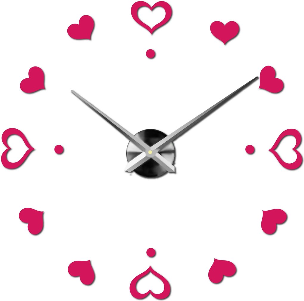 Hodiny na stenu nalepoviacie srdce - EMOCE: Čierna Ral 9005 Farba čierna RAL 9005 3097-14110 12S046-S-Wall clock HEU-