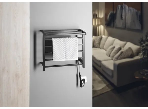 Sapho - Elektrický sušiak na uteráky ELZOR 60W/230V 47x50 cm matná čierna
