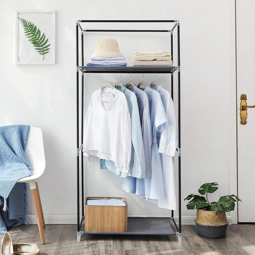 Látková skriňa, modulárny skladací šatník, sivá farba