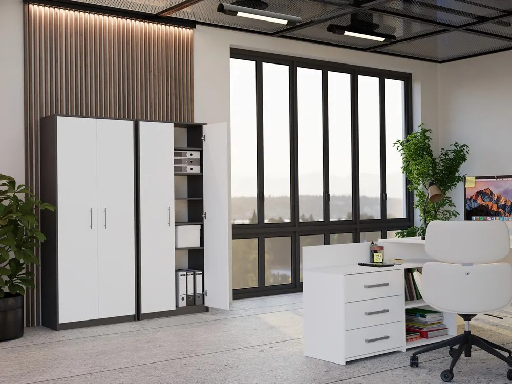 Kancelársky regál OLIV 2D antracit/biela